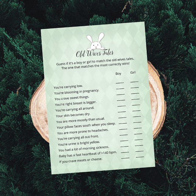 White Bunny Green Rauten Old Ehefrauen Tales Game Einladung (Von Creator hochgeladen)