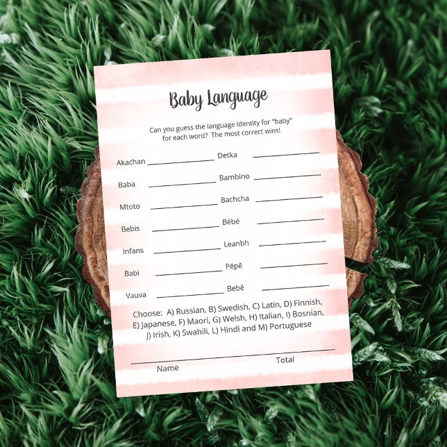 White Bunny Pink Baby Language Game Card Einladung (Von Creator hochgeladen)