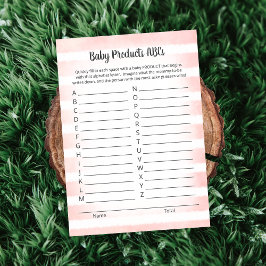 White Bunny Pink Baby Product ABCs Game Card Einladung