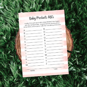 White Bunny Pink Baby Product ABCs Game Card Einladung