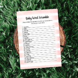 White Bunny Pink Baby Word Spielkarte Einladung