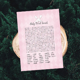 White Bunny Pink Raute Baby Word Search Game Einladung