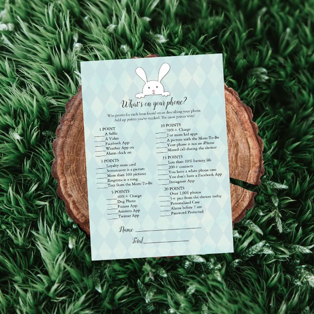 White Bunny Rabbit auf Ihrem Handy Baby Dusche Spi Einladung (Von Creator hochgeladen)