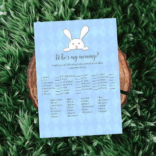 White Bunny Rabbit Blue Wer ist mein Mama-Duschens Einladung