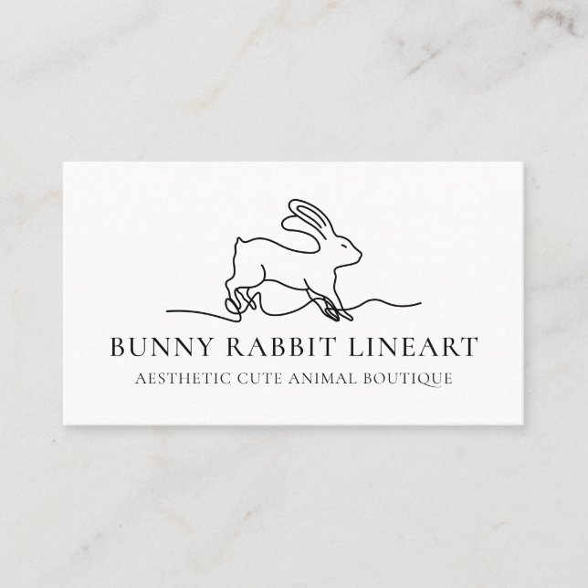 White Bunny Rabbit Line Art Baby Animal Visitenkarte (Vorderseite)