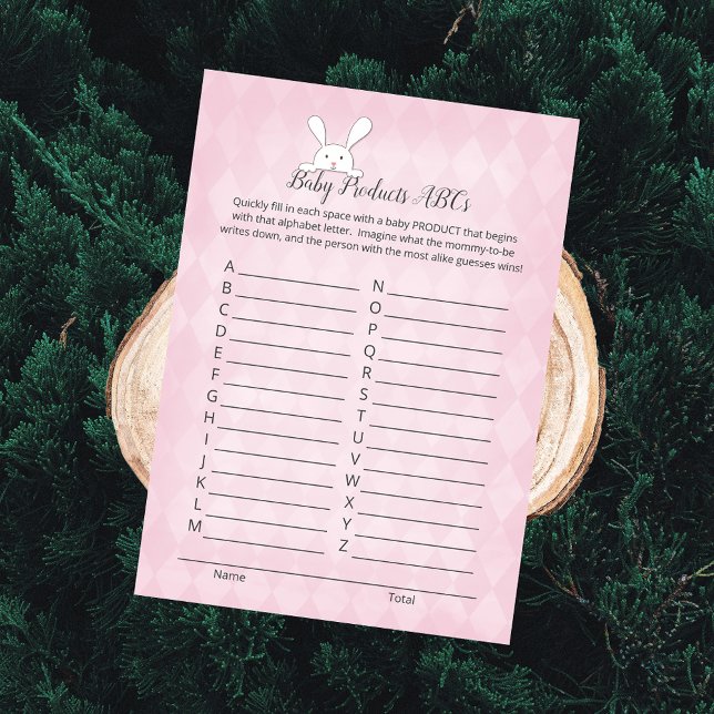 White Bunny Rabbit Pink Raute Baby Products Game Einladung (Von Creator hochgeladen)