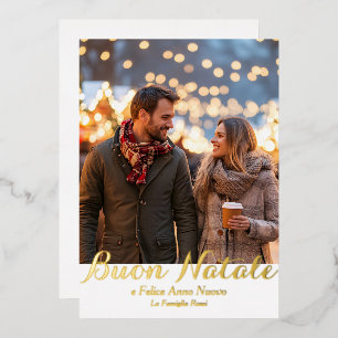 White Buon Natale e Felice Anno Nuovo Script Foto Folien Feiertagskarte