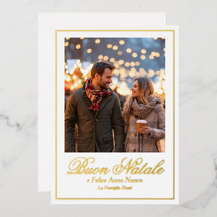 White Buon Natale e Felice Anno Nuovo Script Foto Folien Feiertagskarte