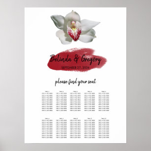 White Burgundy Orchid Wedding Chart Poster
