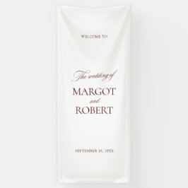 White & Burgundy Wedding Welcome Sign Vinil Banner