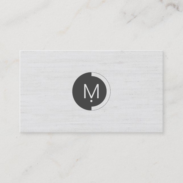 White Burlap Monogram Business Card Visitenkarte (Vorderseite)