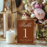 White Burnt Orange Old Money Wedding Table Number Einladung<br><div class="desc">Classy and elegant old money white and burnt orange wedding table numbers. As you see it features a rust old money background with white script that match the whole suite.</div>