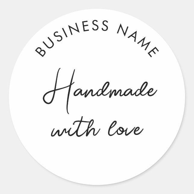 White Business Handmade Runder Aufkleber (Vorderseite)
