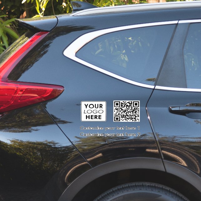 White Business Logo Company Einfaches QR-Code Aufkleber (Auto Seite)