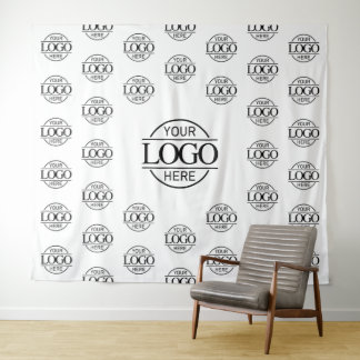 White Business Logo Step & Repeat Backdrop Banner Wandteppich