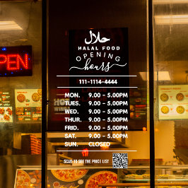 White Business Öffnungszeiten Logo und qr Code Hal Fensteraufkleber