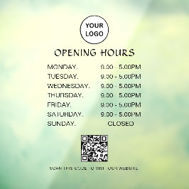 White Business Opening Hours Modern Script Qr Fensteraufkleber