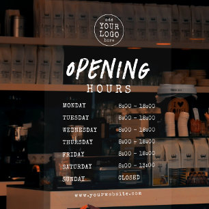 White Business Openings Stunden Vintag Grunge Shop Fensteraufkleber
