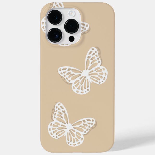 White Butterflies Minimalistisch Girly iPhone Case (Rückseite)