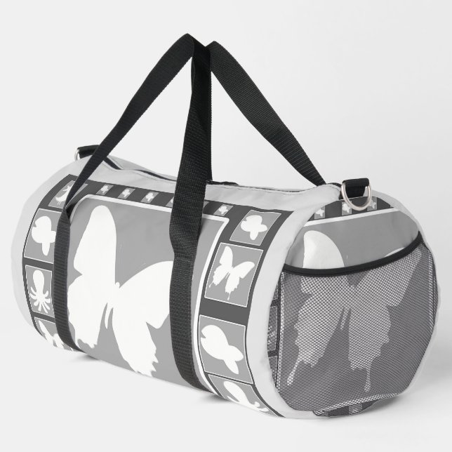White Butterfly All Purpose Travel Gym Weekend Duffle Bag (Rechte Ecke)