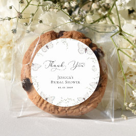 White Butterfly Garden Brautparty Vielen Dank Runder Aufkleber