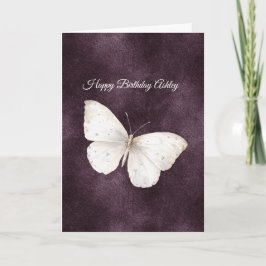 White Butterfly Purple Birthday Karte
