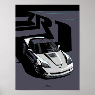 White C6 ZR1 Abbildung Poster