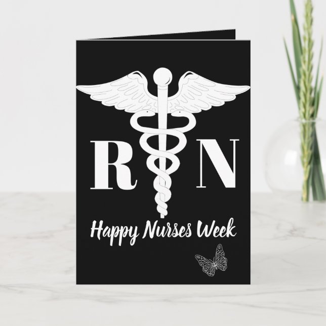 White Caduceus Happy Nurses Week Karte (Vorderseite)