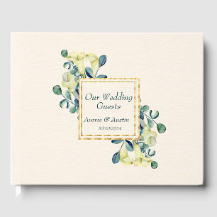 White Cala Lilies und Eukalyptus Wedding Gästebuch