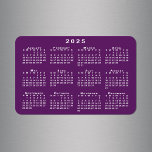White Calendar on Lila Background Template Magnet<br><div class="desc">Der weiße 2025 Kalender wird auf diesem handlichen 4"x6" flexiblen Magneten über eine lila Hintergrundvorlage überlagert. Sie können Ihr eigenes Hintergrundbild in der Sidebar hinzufügen, wenn Sie möchten. Wenn Sie nur einen anderen Farbhintergrund gewollt haben, stach Sie "Bearbeiten mit dem Entwurfstool", wählen Sie den lila Hintergrund aus und klicken Sie...</div>