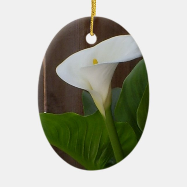 White Cali Lily Keramikornament (Vorne)