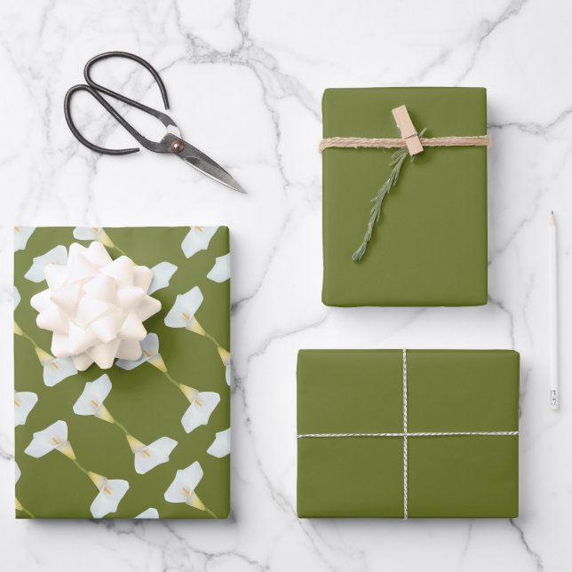 White Calla Blume Gartengarten Foto Geschenkpapier Set (Vorderseite)