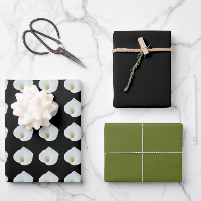 White Calla Blume Gartengarten Foto Geschenkpapier Set (Vorderseite)