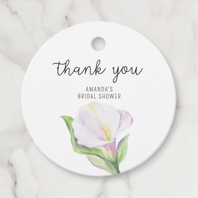 White calla - Brautparty vielen Dank Geschenkanhänger (Vorderseite)