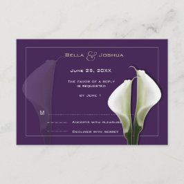 White Calla Lilien UAWG auf Lila RSVP Karte