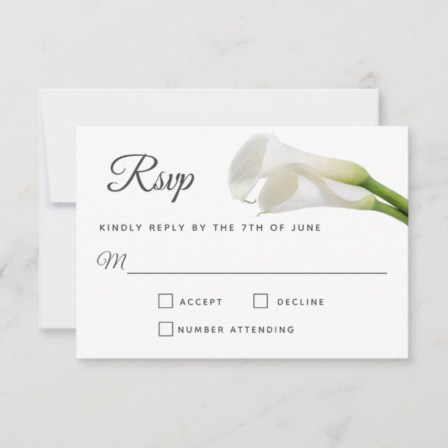 White Calla Lilies Floral Wedding RSVP (Vorderseite)