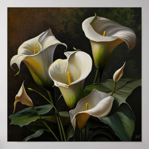 White Calla Lilies Lily Blume Art Print Poster