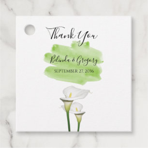 White Calla Lilies Watercolor Hochzeitsgeschenk Geschenkanhänger