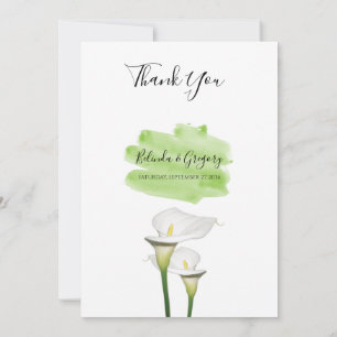 White Calla Lilies Watercolor Wedding Dankeskarte