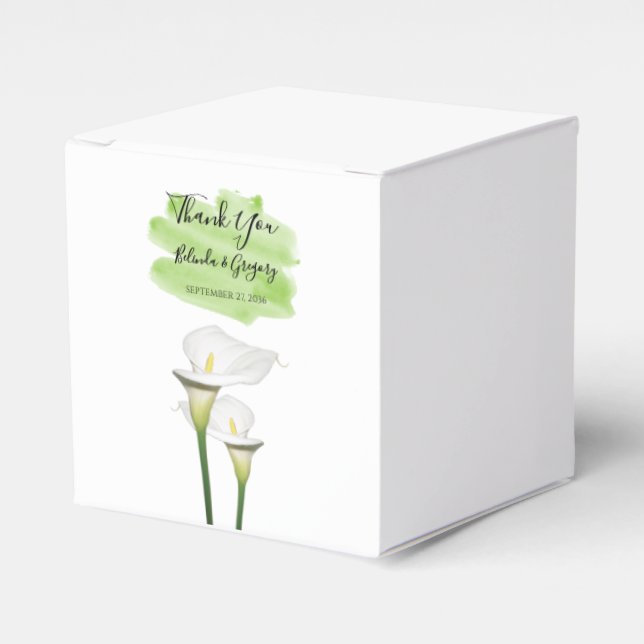 White Calla Lilies Watercolor Wedding Geschenkschachtel (Vorderseite)