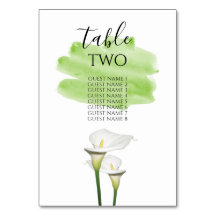 White Calla Lilies Watercolor Wedding Guest Names