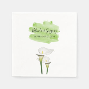 White Calla Lilies Watercolor Wedding Serviette