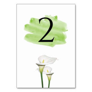 White Calla Lilies Watercolor Wedding Tischnummer