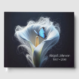 White Calla Lily and Butterfly Memorial Service Gästebuch