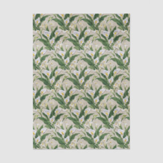 White Calla Lily Embroidery Floral Pattern Seidenpapier