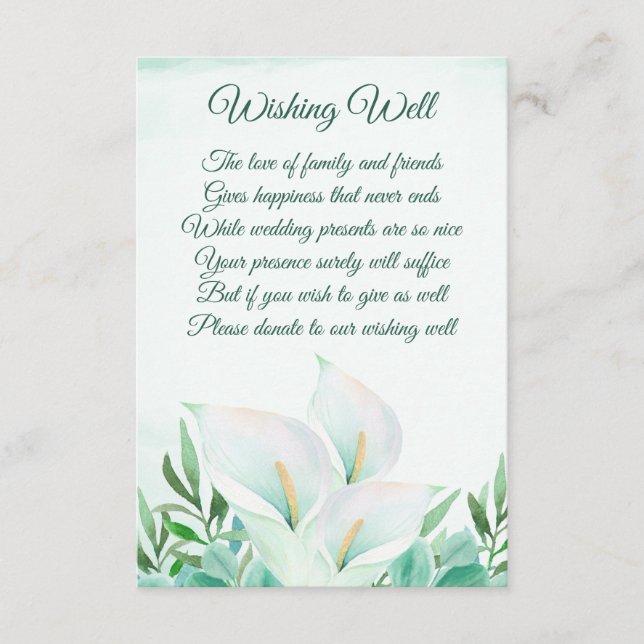 White Calla Lily Floral Hochzeitskarten Begleitkarte (Vorderseite)
