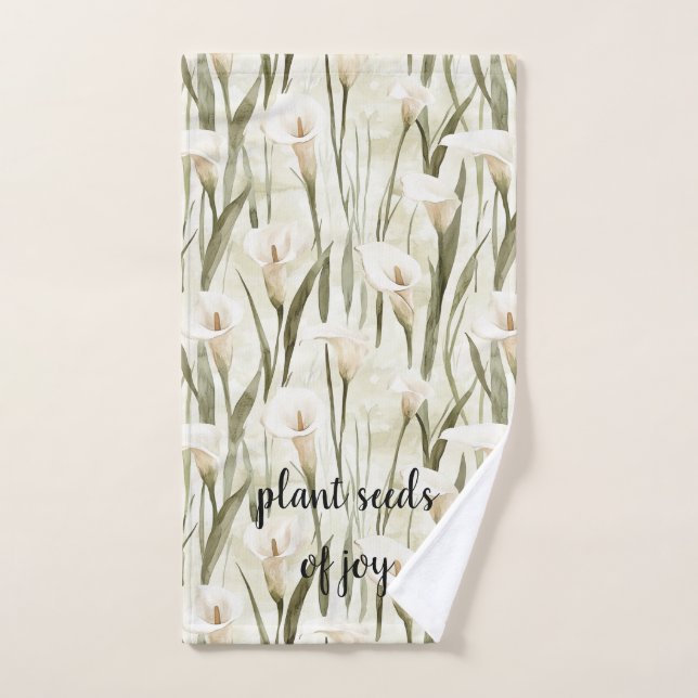 White Calla Lily Floral Joy Badhandtuch Set (Handtuch)