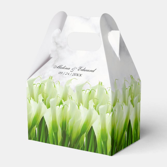 White Calla Lily Florals Gastgeschenk Hochzeit Box Geschenkschachtel (Vorderseite)