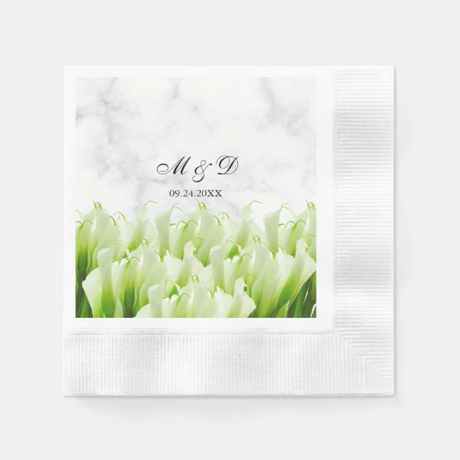White Calla Lily Florals Wedding Serviette (Vorderseite)