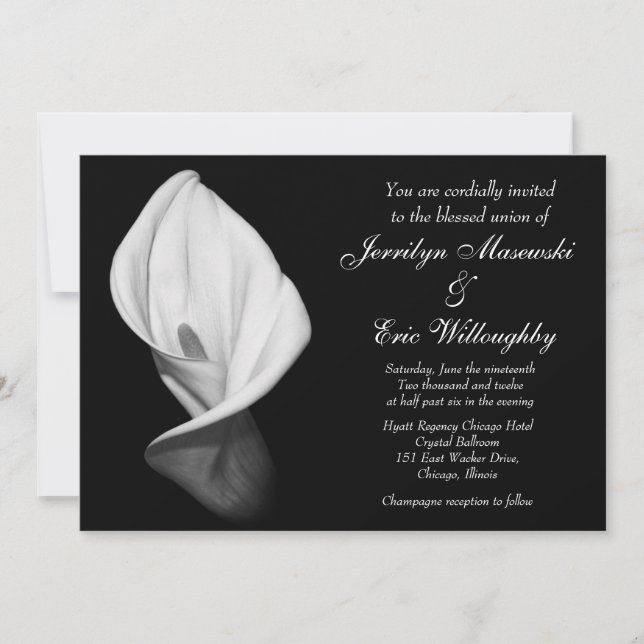 White calla lily Hochzeit Einladung (Vorderseite)